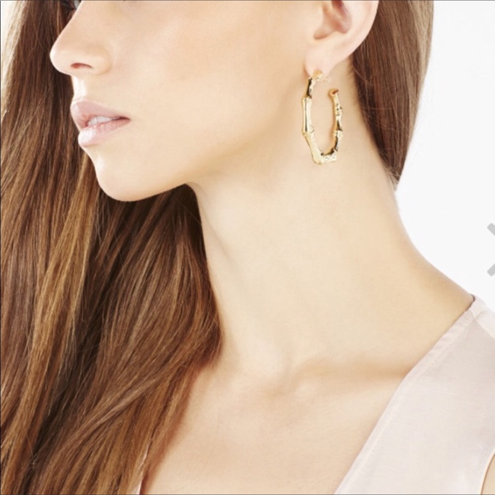BCBG MAXAZRIA Gold Bamboo Hoop Earrings